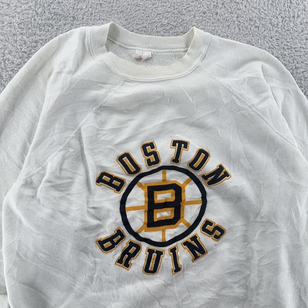 Vintage Boston Bruins Sweatshirt Mens S White NHL Hockey Crewneck‎ Made USA 90s